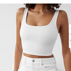 Express bodycon faux leather cream cropped tank top